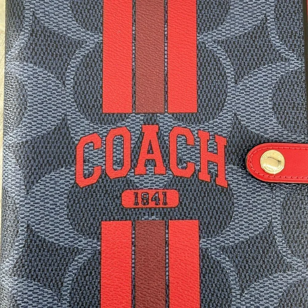 Coach Varsity Notebook In Signature & Smooth Leather Canvas With Coach Graphic
